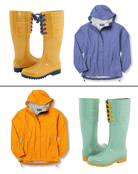 See by Chloe rainboots and L.L. Bean trail model rain jacket