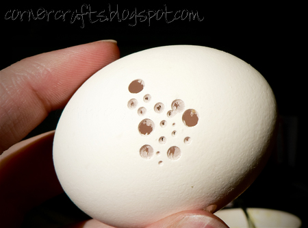 blown out egg drilled holes design easter