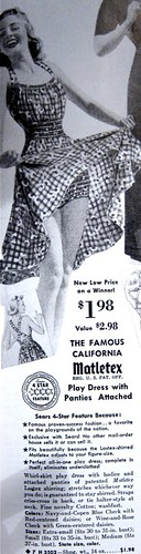 Shirred Cotton Play Dress w/ Attached Panties from 1940s Sears Catalog
