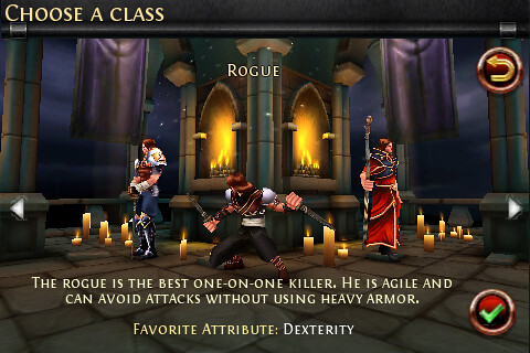 Rogue's Gallery: Character selection in Dungeon Hunter for iPhone.