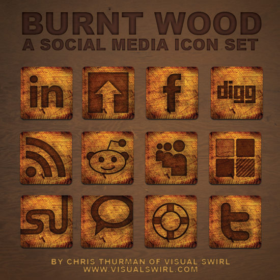 Burnt Wood: A Social Media Icon Set