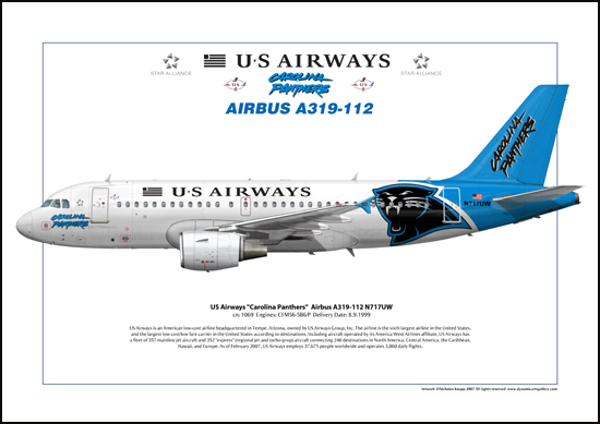 US Airways Carolina Panthers Airbus A319-112 N717UW