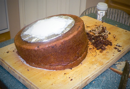 birthday cake party topsy turvy tutorial bottom layer