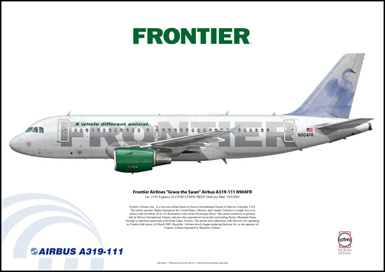 Frontier Airlines "Grace the Swan" Airbus A319-111 N904FR
