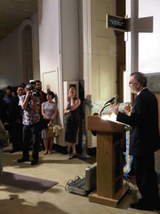Gary Steuer at the opening reception for The Art Gallery At City Hall