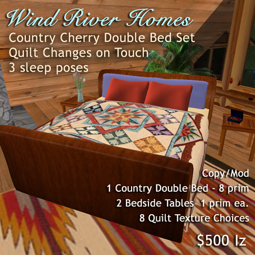 Cherry Wood Double Bed Set - Wind River Homes by Teal Freenote