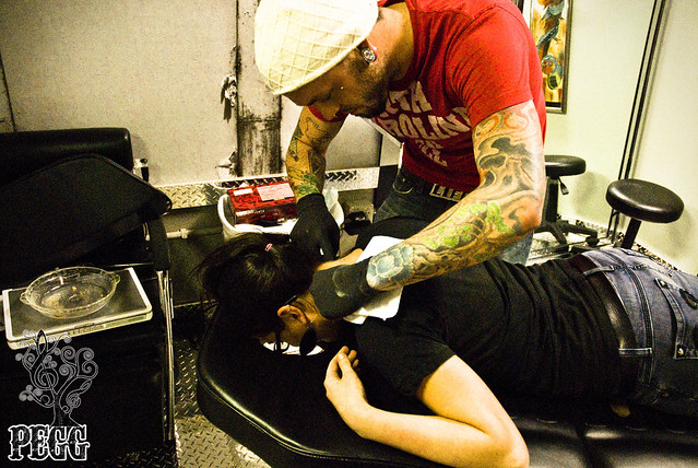 Golden Spiral Tattoo - Ryan Lawrence piercing me!