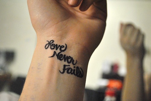 59 fifty. tattoo. 2010 love never fails.