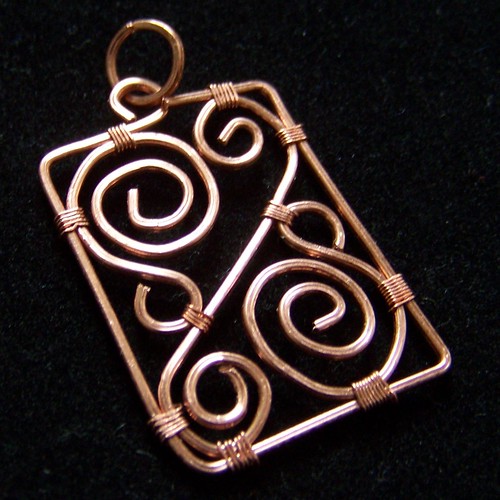 Copper square wire pendant