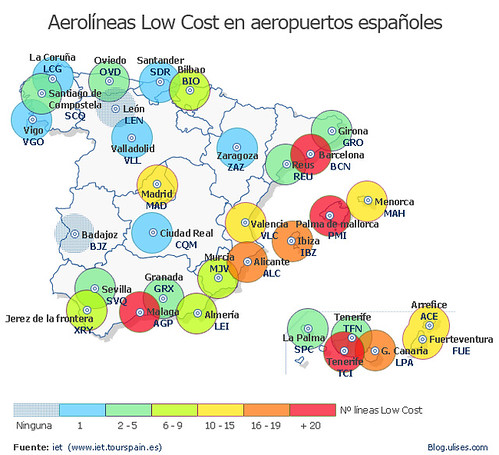 Aerolíneas Low Cost en aeropuertos españoles by ulises.com.