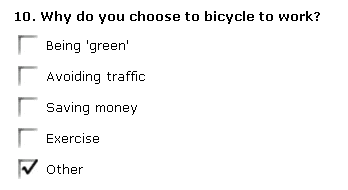 Survey Question: Why do you bike to work