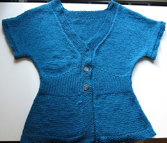 Teal Flutter-Sleeve Cardigan Flat View, Front