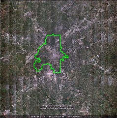 city limits of Atlanta (via Google Earth, boundary drawn by me)