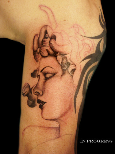 Medusa tattoo face Custom design Miguel Angel Custom Tattoo Artist