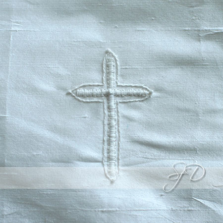 hand embroidered cross design