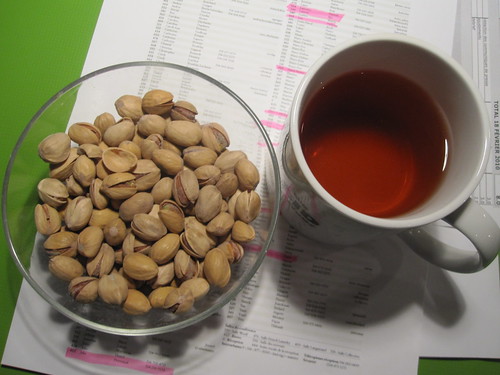 Pistachios and tea from the bistro