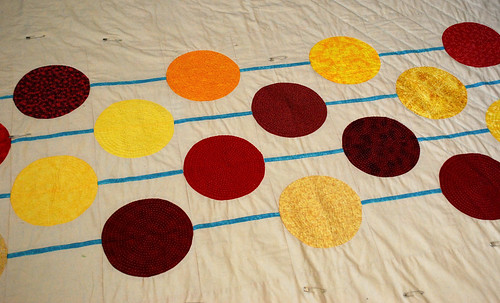 circles quilted, background started