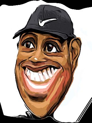 Drawing Tiger Woods caricature with iPhone