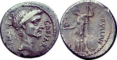 480/10 #10102-38 P.SEPVLLIVS MACER Julius Caesar, Venus Victory Denarius