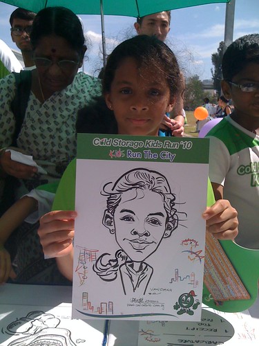 caricature live sketching for Cold Storage Kids Run 2010 - 17