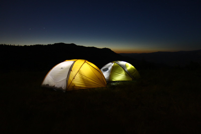 Camping along a ridge at Sequoia National Forest