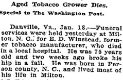 E  D  Winstead 75 dies The Washington Post Jan 1925