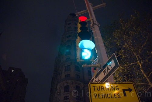 A stoplight in NYC