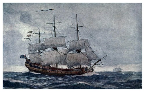 002- Una de las primeras fragatas de la armada Georgiana el HMS Juno en 1750-The Royal Navy (1907)- Norman L. Wilkinson