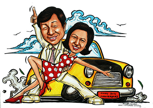 Caricature theme - parents in 1970s