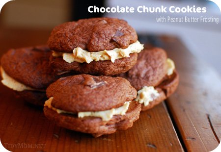 Chocolate Chunk Cookies w/Peanut Butter Frosting