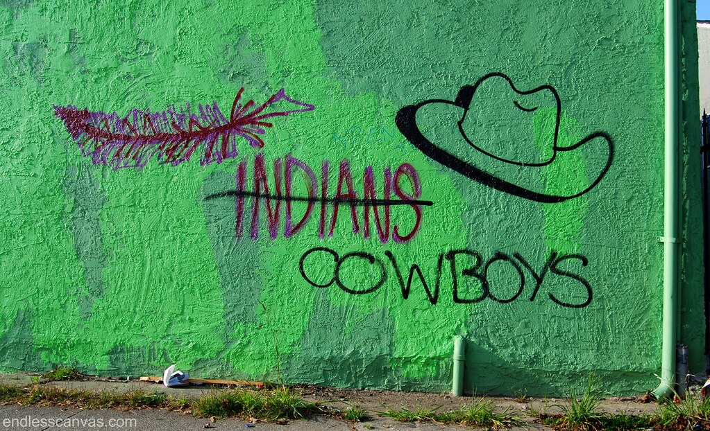 Cowboys and Indians Graffiti in Oakland California. 
