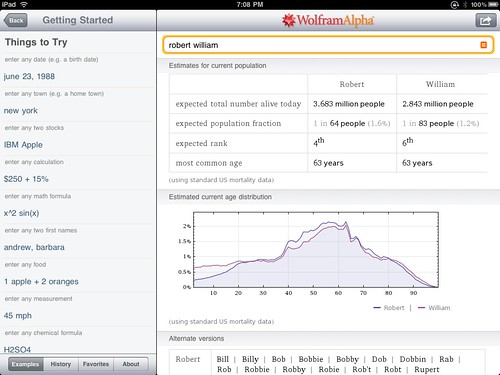 WolframAlpha on iPad