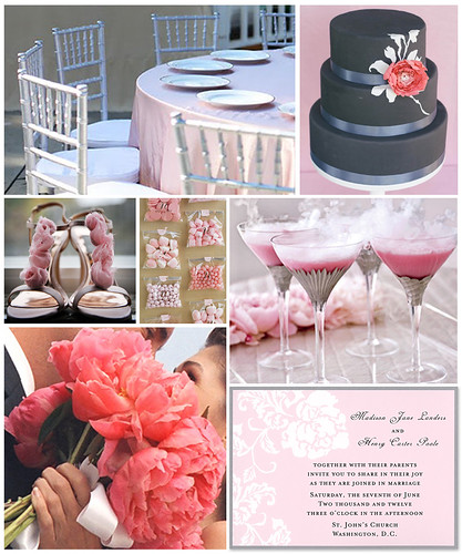 Peony and Pewter Wedding Choose soft pink table linens and if available 