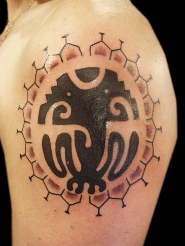 Polynesian tribal cover up tattoo