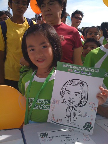 caricature live sketching for Cold Storage Kids Run 2010 - 6