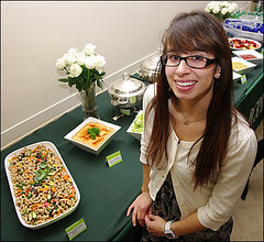Nina Gonzalez, who pushed for vegetarian alternatives in the Stafford High cafeteria, at a Healthy School Meals Act briefing. 