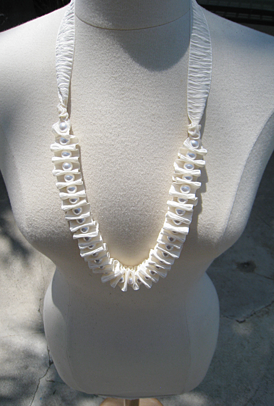 Bark Ribbon and Pearl Necklace -dress form-Long