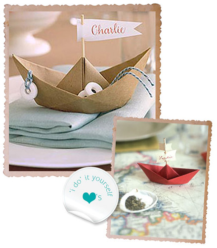 something borrowed DIY paper boat place cards