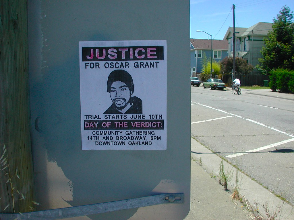 Justice for Oscar Grant, Street Art, Oakland, Graffiti, poster, June 10, Trail, stand up fight back