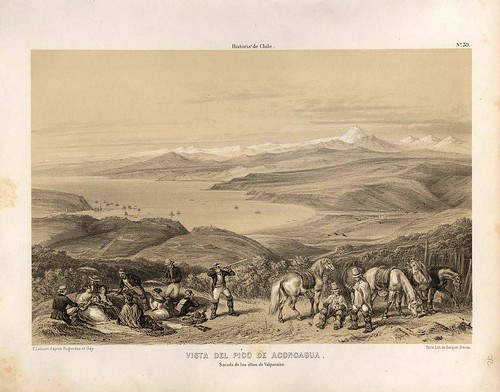 033-El pico del Aconcagua tomado de los altos de Valparaiso-Atlas de la historia física y política de Chile-1854-Claudio Gay
