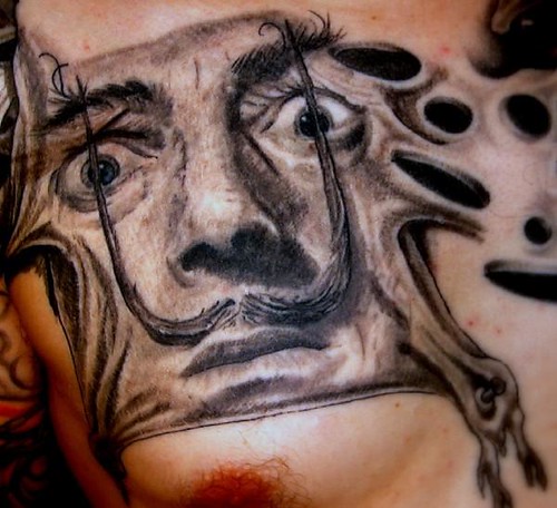Salvador Dali Portrait Tattoo by Vince Wishart. Salvador Dali portrait.