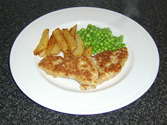 Breaded Haddock Chips and Peas