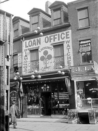 A representative view of a pawn shop from the time period.