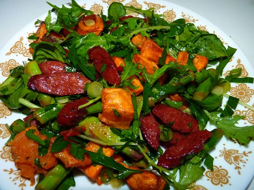 Asparagus, Kumara & Chorizo salad
