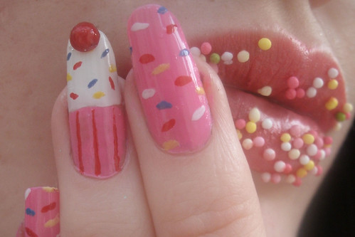 Cup Cake Nails Art Designs Pictures