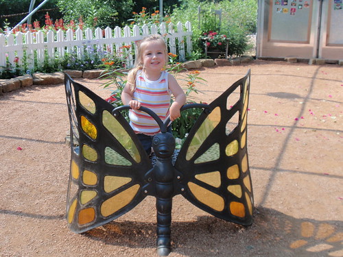 My cheesy girl on the Butterfly Bench