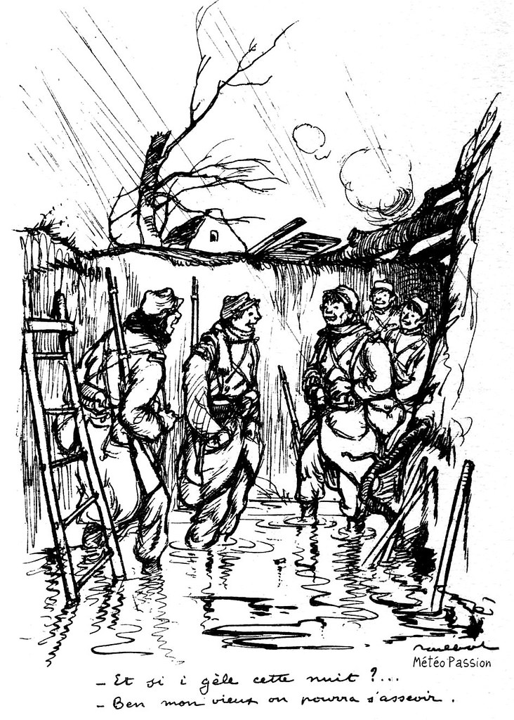 dessin humoristique sur les conditions de vie des poilus dans les tranchées pendant la première guerre mondiale 1914-1918