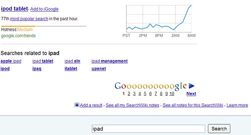 iPad Google Search Results Including Google Trends - 01/27/10 