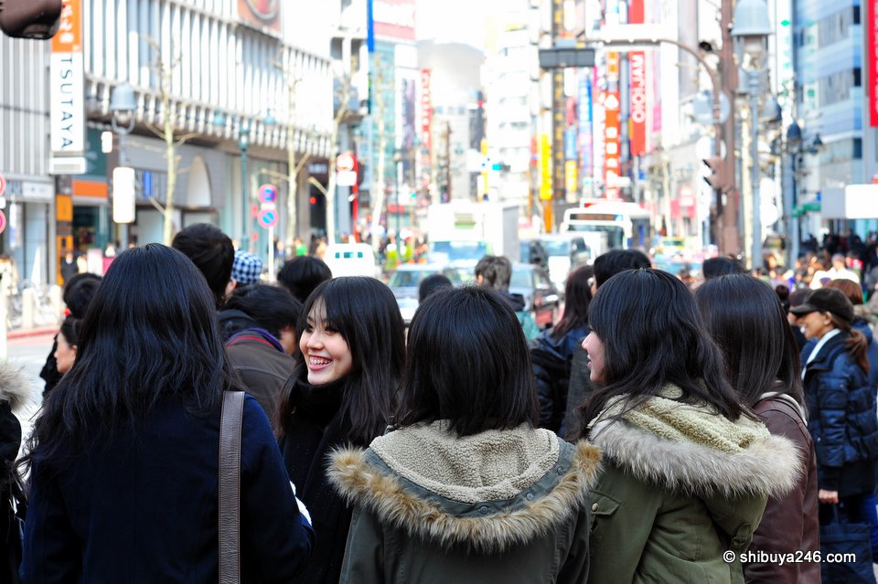 A group of friends out for the day in Shibuya.