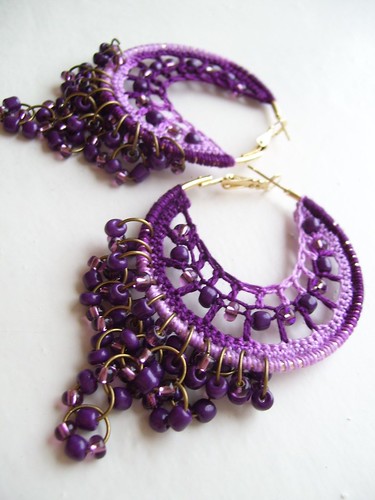 Purple Crocheted hoops